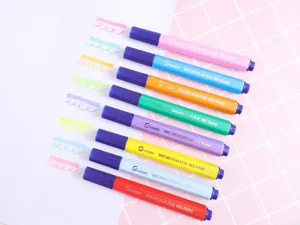 GuangNa candy color highlighter set, large capacity journal marking pens, detail view.