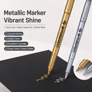 Metallische Marker auf Wasserbasis, 1-3mm Spitze, Gold und Silber, ideal für dunkles Papier.