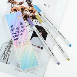 Metallic color paint markers set, water-based art markers for rock painting and card making.