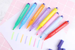 Candy color highlighter pens set, large capacity aesthetic markers for student note taking.