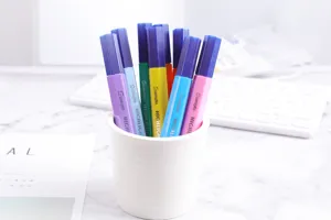Colorful highlighter pen set for students planner highlighting office school stationery detail