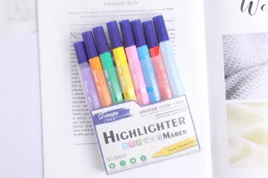 GuangNa candy color highlighter set, multi-color marker pens for student studying and note-taking.