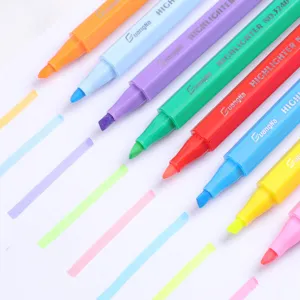 Candy Color Highlighters Chisel Tip Marker Pens Set For Students School Office Note Taking Stationery