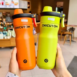 Stainless Steel Vacuum Insulated Water Bottle Portable Outdoor Sports Flask With Straw And Spray Function