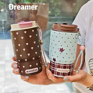 Moda Minimalista Stampa Leopardo Acciaio Inossidabile Sottovuoto Tazza da Caffè Borraccia Portatile con Cannuccia Thermos da Viaggio