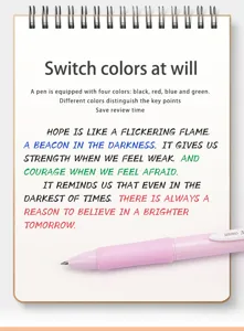 Retractable multi-color gel pen set with 4 ink colors for student school notes and journaling.