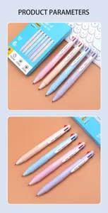 Retractable multi-color gel pen set 0.5mm student journaling pens with pastel barrels 6pcs
