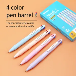 Macaron 4-color retractable gel pen set, smooth writing 0.5mm student stationery for journaling.