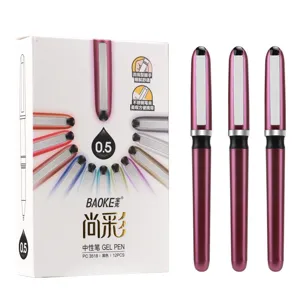 Baoke 0.5mm gel pens 12 pack black ink smooth writing metal barrel office school stationery