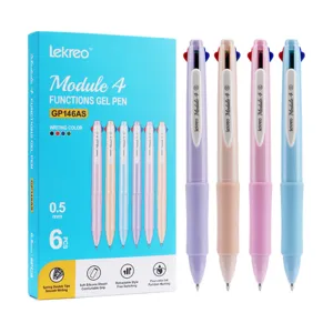 Lekreo 4-color retractable gel pen set 0.5mm multi-color student stationery smooth writing