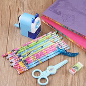 Student stationery set including sharpener pencils scissors eraser and notebook for daily study