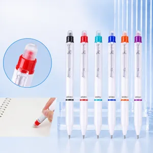 Retractable erasable gel pens set, 0.7mm smooth writing colorful pens with top eraser.