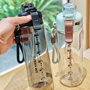 Portable sport water bottle with dual drinking design, large capacity and straw for outdoor fitness.