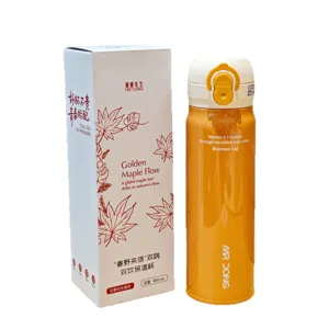 Stainless steel vacuum insulated water bottle with dual-drink lid 480ml golden thermos cup