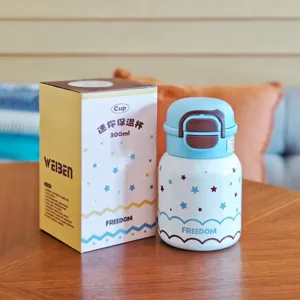 Tazza termica mini per bambini in acciaio inox 300ml borraccia con motivo a stelle carino