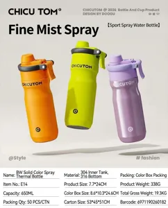 Insulated spray water bottle 650ml stainless steel outdoor sports portable cup colorful