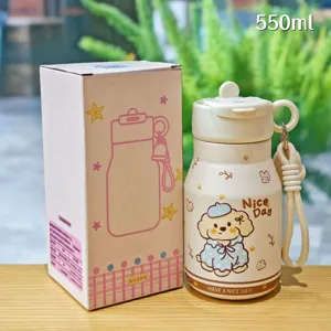 Jolie tasse thermos en acier inoxydable de dessin animé bouteille d'eau portable 550ml