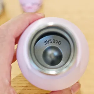 Stainless steel vacuum insulated water bottle interior detail showing 316 grade quality