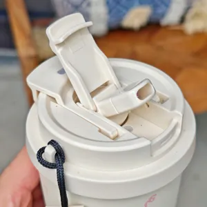 Couvercle de tasse a cafe en acier inoxydable couvercle de paille portable blanc gobelet