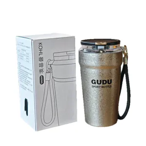 Edelstahl isolierter Kaffeebecher mit Deckel und Tragegurt 480ml Reise Becher