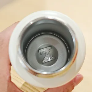 Stainless steel vacuum insulated water bottle interior detail shot showing 316 inner liner.