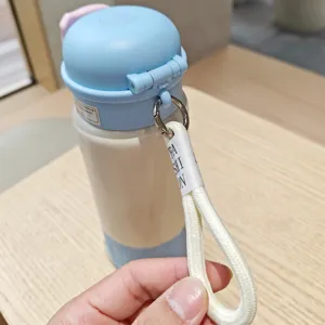 Niedlicher Cartoon Thermobecher mit Strohhalm, Edelstahl Vakuum Wasserflasche Kinder.