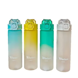 Gradient frosted plastic water bottle 650ml portable outdoor sports cup for students daily use