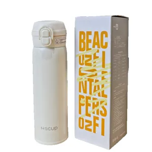 Botella de agua térmica de acero inoxidable con tapa de doble bebida para uso diario principal.