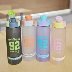 Matte frosted sports water bottle, large capacity portable cup for outdoor and student use.