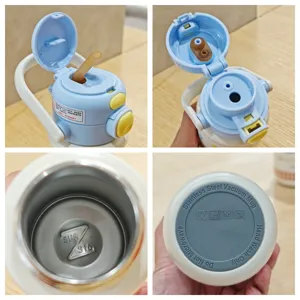 Cute kids insulated water bottle with straw 316 stainless steel portable cartoon vacuum water cup