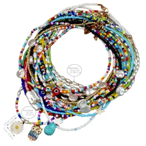 Collana di perline colorate stile boho choker di perle gioielli stratificati per donna