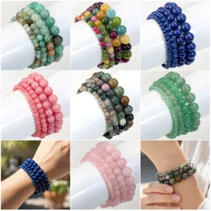 Natuurstenen kralen armband set, edelsteen kristal stapelbare elastische sieraden voor vrouwen