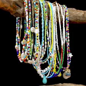 Collana di perline colorate boho gioielli di moda stratificati per donne e ragazze tendenza