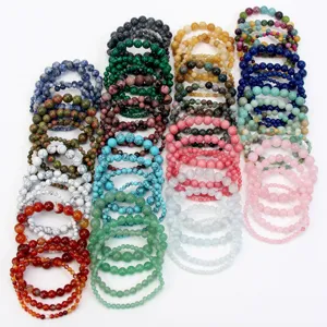 Natuurlijke steen kralen armborden set meerkleurig gelaagd elastisch dames sieraden mode