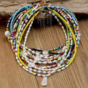 Collana Colorata In Perline Di Vetro Per Donna Fatto A Mano Perle Artificiali Girocollo Bohemian Con Ciondoli Gioielli Da Spiaggia