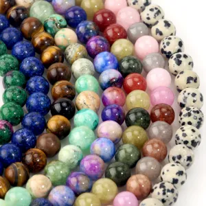 Perline rotonde in pietra naturale e gemma per creazione gioielli bracciali fai da te