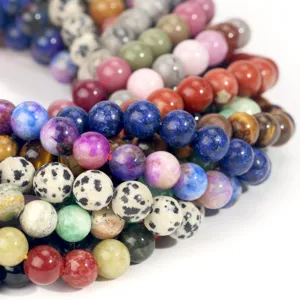 Perline rotonde in pietra naturale colorata per bracciali DIY accessori creazione gioielli.