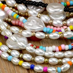 Collana di perle colorate stile boho moda girocollo gioielli tendenza per donne