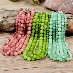 Collana di perle in pietra naturale colorata boho girocollo multistrato per donna