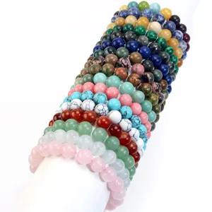 Kleurrijke natuursteen kraal armbanden stapel set voor vrouwen, mode kristal sieraden.