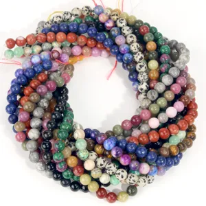Perline rotonde in pietra naturale fili sfusi per creazione gioielli bracciali collane