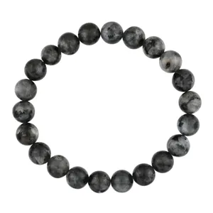 Schwarzer Labradorit Edelstein Perlenarmband für Damen, minimalistischer Kristallschmuck.