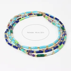 Bunte halbedelstein perlen mehrschichtige halskette fuer damen mode schmuck design