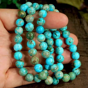 Natuerlicher Stein Perlen Armband 8mm handgemachte Boho Schmuck Geschenke fuer Damen Perlen