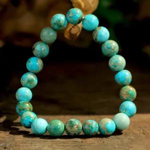 Handgemachte 8mm Naturstein Perlenarmband Damen boho Türkis Schmuck Geschenk Detail