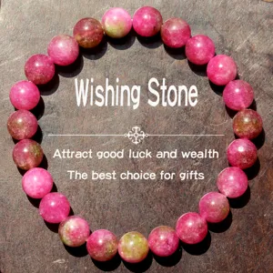 Colorful Tourmaline Beaded Bracelet Natural Gemstone Elastic Stretch Jewelry For Women