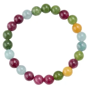 Multicolor natural gemstone beaded bracelet handmade elastic crystal jewelry for women