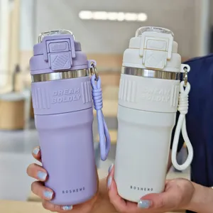 Edelstahl Vakuum Isolierte Wasserflasche Mit Strohhalm Auslaufsicher Tragbarer Reisebecher Für Sport Outdoor