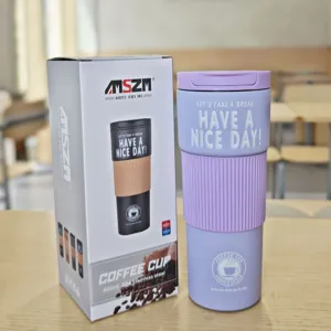 Stainless steel coffee cup with silicone sleeve vacuum insulated travel mug portable