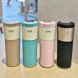 Stainless steel vacuum insulated coffee tumbler with silicone sleeve for daily use